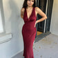 Burgundy backless elegant long banquet dress evening ball gownnv1749