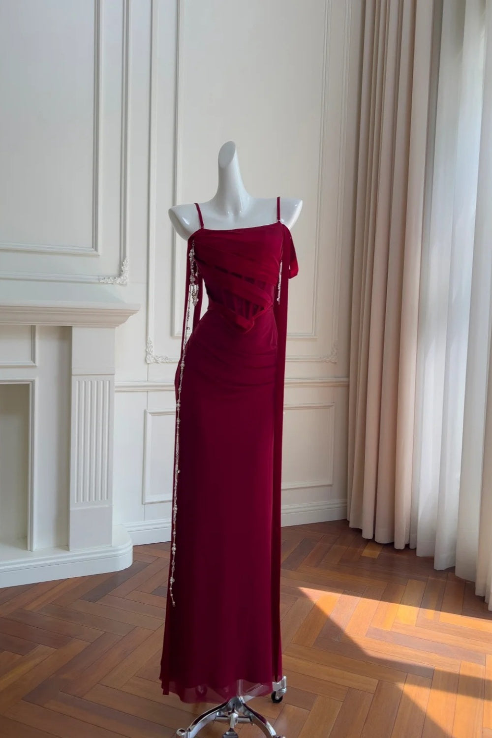 NiceVestidos-_Red Long Satin Birthday Dress Formal Prom Dress NV5947