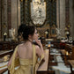 Yellow satin long fashion elegant prom dress party dress nv5390