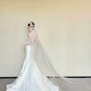 White Strapless Satin Mermaid Wedding Gown, 3D Flower Appliques Bridal Dress  NV7439