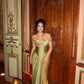 Green vintage elegant long satin ball gown evening dress party dress nv3529
