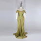 Green vintage elegant long satin ball gown evening dress party dress nv3529