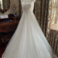 Starry Luxury Style White Beaded V-Neck Sleeveless Train Ballgown Wedding Dress NV6365