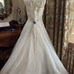 Starry Luxury Style White Beaded V-Neck Sleeveless Train Ballgown Wedding Dress NV6365