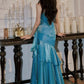 NiceVestidos--Sleeveless Lake Blue Shiny Slim fit Floor length Evening Dress NV5784