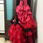Red floral lace tulle floor-length ball gown nv5170