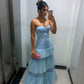 Blue Elegant Sweetheart Long Tulle Layered Ball Gown Evening Dress nv2653