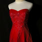 Red beaded elegant long tulle ball gown evening dress nv4782