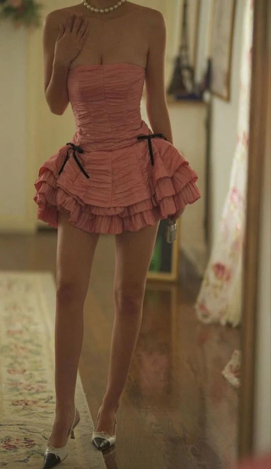 Pink Butterfly Short Chiffon Homecoming Dress Party Dress nv4849