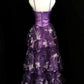 Purple Beaded Floral Elegant Long Tulle Ball Gown Evening Dress nv4784