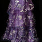 Purple Beaded Floral Elegant Long Tulle Ball Gown Evening Dress nv4784