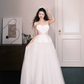 Strapless Heart Neck Dotted Tulle Wedding Dress, Romantic Ball Gown Bridal Gown  NV7326