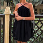 Black sleeveless casual suspender dress beach one-piece suspender short prom dress party dress homecoming dress nv2129