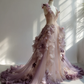 Ombre Lavender Fairy A-Line Tulle Gown with 3D Floral Appliqué  NV7505