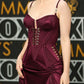 Cherry satin retro fashion corset long satin ball gown evening dress party dress sexy and elegant nv5062