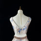 Champagne blue and gold embossed jacquard short homecoming dress birthday dress nv4487