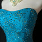 Blue beaded elegant long tulle ball gown evening dress nv4781