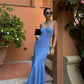 Blue halter neck simple elegant long ball gown evening dress party dress nv2414