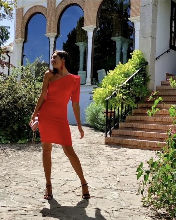 Orange Fashion Simple One Shoulder Off Shoulder Short Mini Homecoming Dress Party Dress Evening Gown nv2277