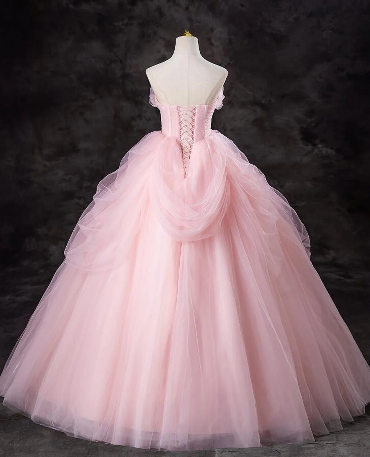 Pink Tulle Long Party Dress Evening Dress Pink Sweet 16 Years Old Dress Prom Dress nv2030