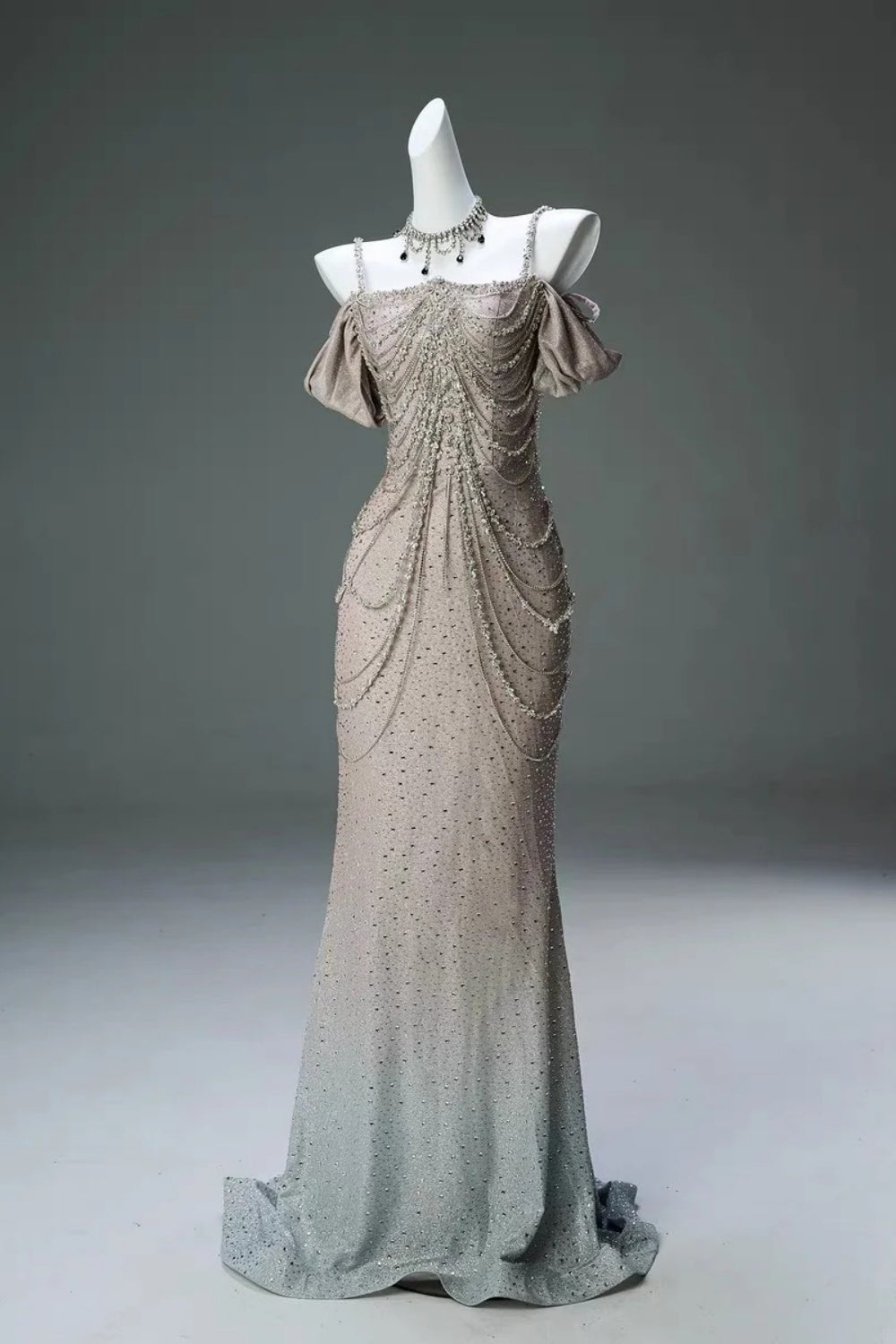 Gorgeous and exquisite beaded gradient long formal dress, evening gown NV6620