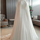 Ivory white gorgeous exquisite lace beading A-line long tulle cape ball gown evening dress wedding dress nv8