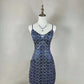 Blue floral beaded fashion short satin homecoming dress birthday dress nv4489