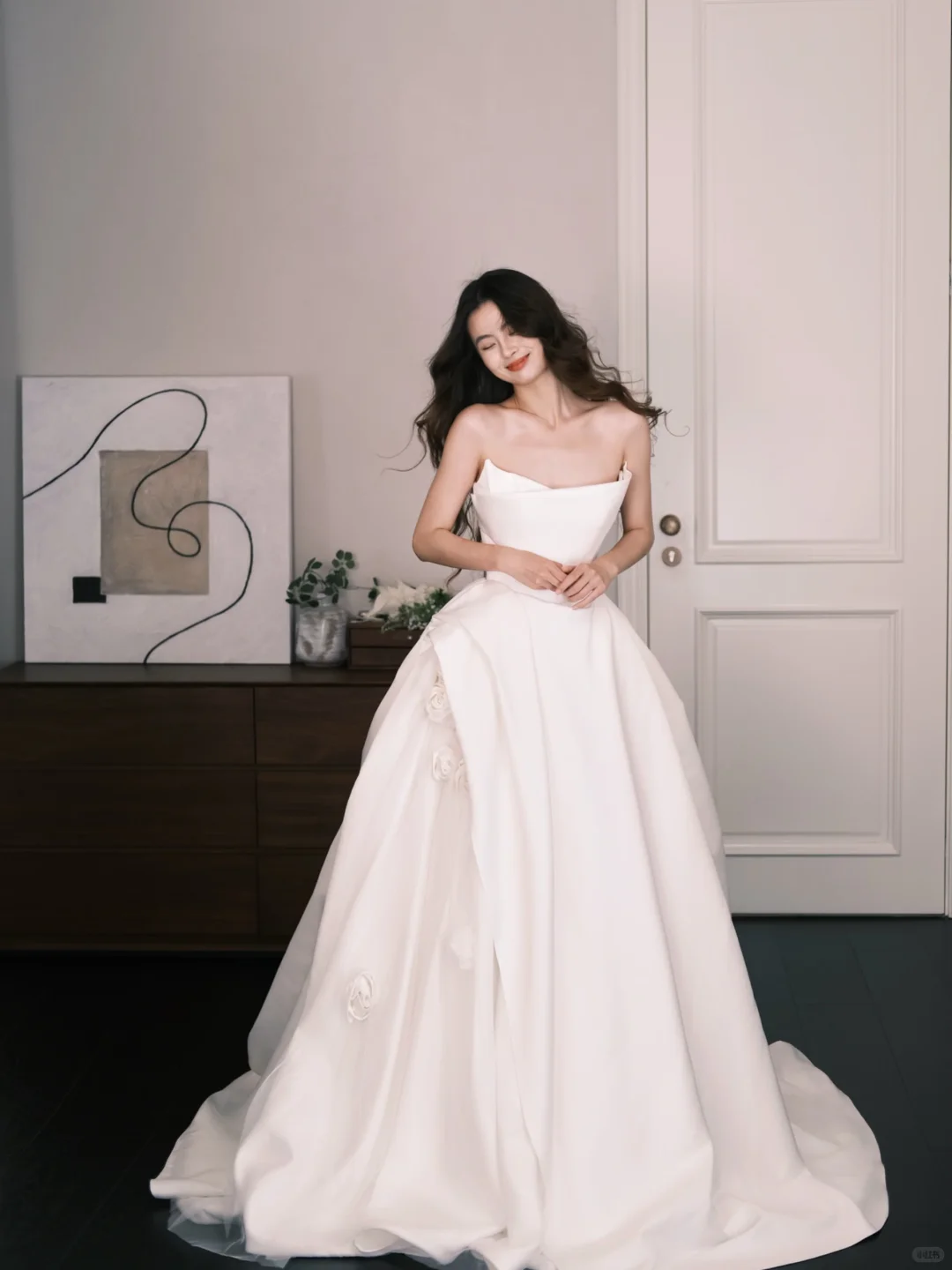 Sweetheart Satin A Line Wedding Gown with 3D Flowers  NV7303