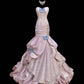 Pink Sweet Lace Bow Long Tulle Satin Princess Ball Gown Evening Dress Party Dress Adult Ceremony Dress Birthday Dress nv4199