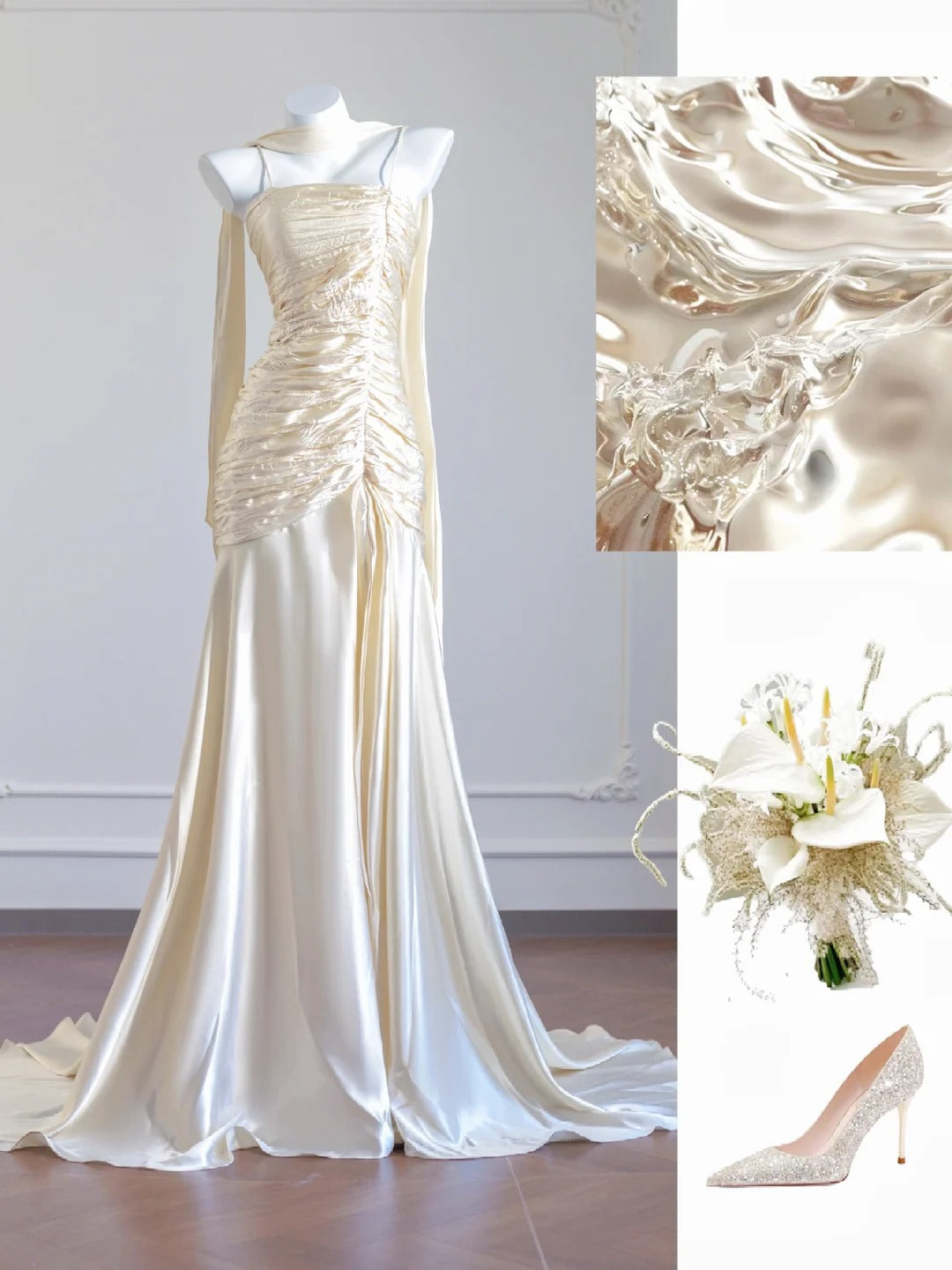Gold fashion long satin prom dress evening dress party dress nv4723