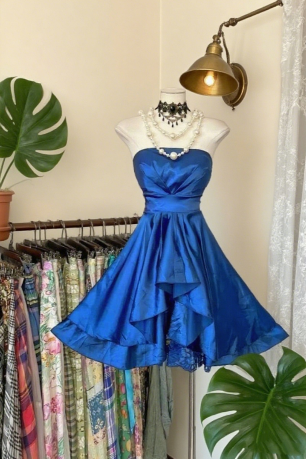 Vintage Hepburn Style Black Strapless Mini Dress - Ruffled Hem Sweet Party Gown NV6756