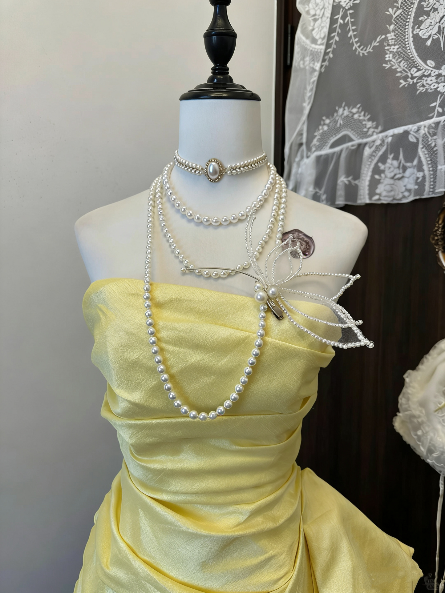 Retro French Style Yellow Satin Ruched Strapless Mini Gown - Luxury Dress for Afternoon Tea & Date NV6362