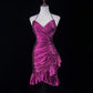 Pink Homecoming Dress Spaghetti Strap Short Party Dress nv4224