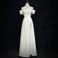 White Delicate Pearl Elegant Long Satin Prom Dress Evening Dress nv4927