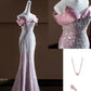 Pink Sparkling Sequined Long Mermaid Prom Dress Evening Dress Party Dress nv4751