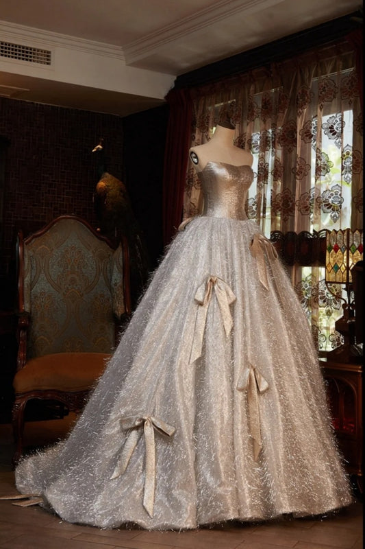 Starlight Gold Sparkling Long Princess Gown NV6535