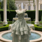 Mint Green Shimmer Organza Thin Spaghetti Strap Gown - Sweet Ethereal Asymmetric Layered Dress  NV6785