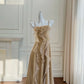 Light Brown Elegant Long Spaghetti Strap Chiffon Homecoming Dress Prom Dress Evening Dress Party Dress nv4142