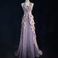 Purple Delicate Beading Elegant Long Tulle Prom Dres Evening Dress nv4925