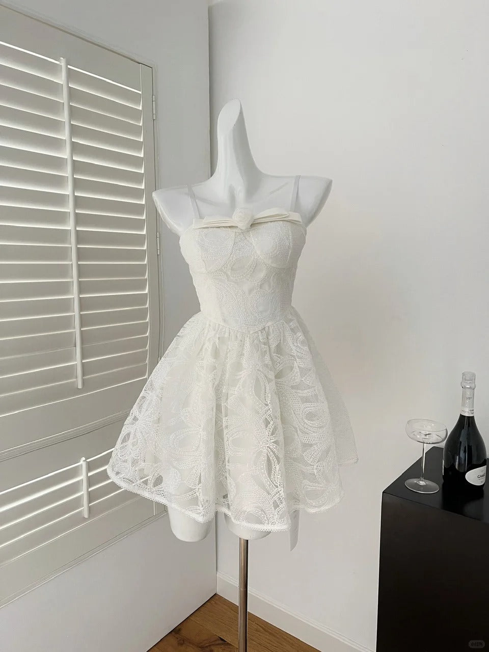 White/Black Homecoming Dress Short Lace Prom Dress Evening Dress nv4383