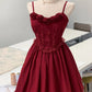 Red floral sweet short tulle homecoming dress prom dress birthday dress nv4525
