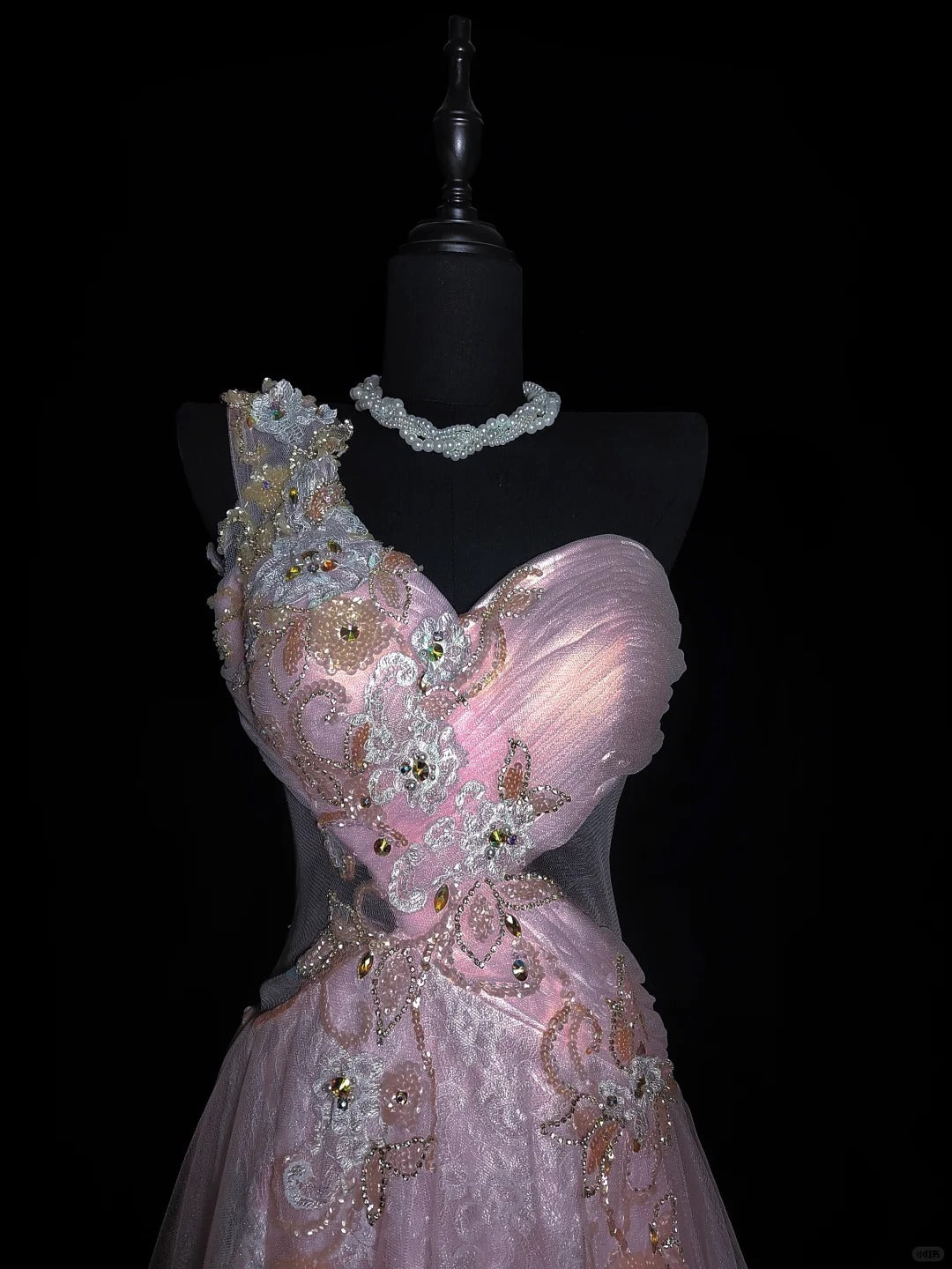 Pink Gorgeous Elegant Fashion Exquisite Floral Beading Long Mermaid Satin Tulle Ball Gown Evening Dress Prom Dress nv3873