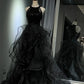 Black shiny long ball gown NV6624