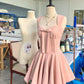 Pink Fashion Sweet Bow Short satin Homecoming Dress Prom Dress Birthday Dress nv4512