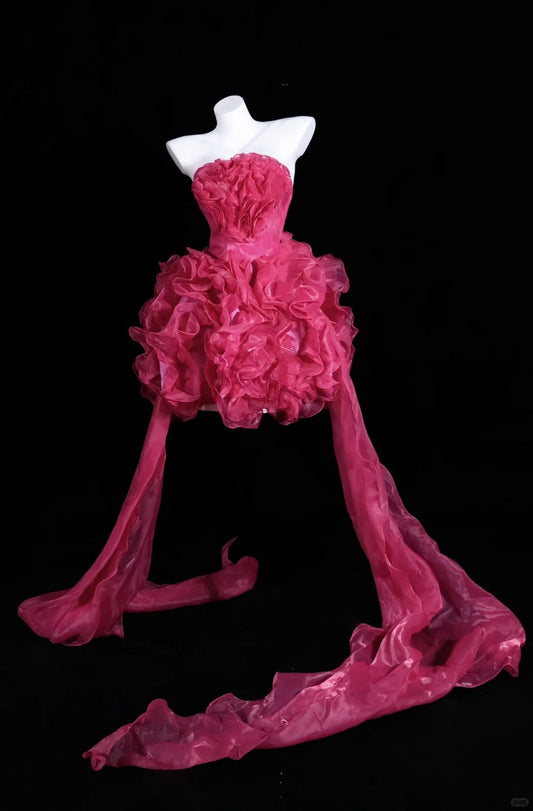 Pink Fashion Unique Short Tulle Homecoming Dress Banquet Dress Birthday Party Dress Evening Dress nv4566