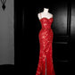NiceVestidos--Blazing Shine Style：Scarlet Sequin - Embellished Spaghetti - Strap Mermaid Floor - Length Evening Dress NV5816