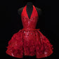 Red Gem Beaded Homecoming Dress V Neck Sexy Short Prom Dress Evening Dress Birthday Dress nv4413