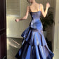 Blue Enchantress Mermaid Princess Ruffles Light Luxury Small People Day Dress Ball Dress Evening Dress nv4543