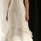 Minimalist White Strapless Bridal Dress, Lace Layered Mermaid Wedding Gown  NV6883