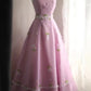 Pink Sweet Floral Long Tulle Prom Dress Evening Dress Party Dress nv4690